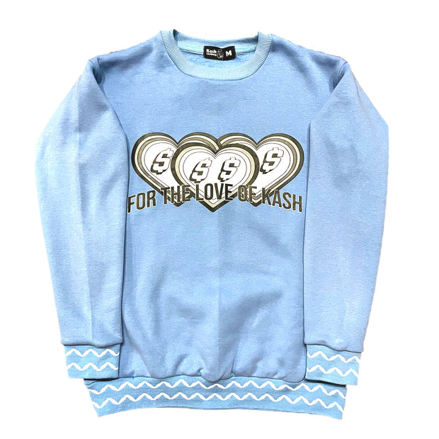 "Love of Kash" Sweatshirt in Baby Blue - Kash Clothing 