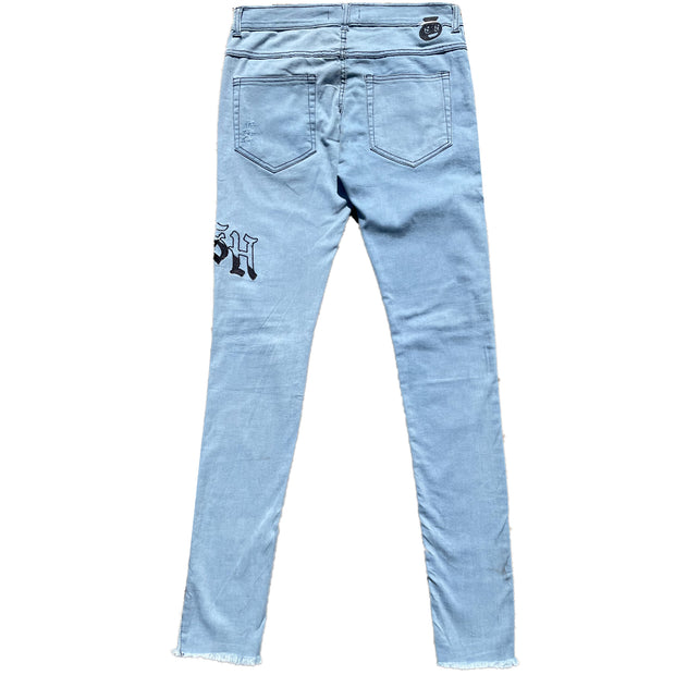 “Canty" Distressed Denim in Blue - Kash Clothing 