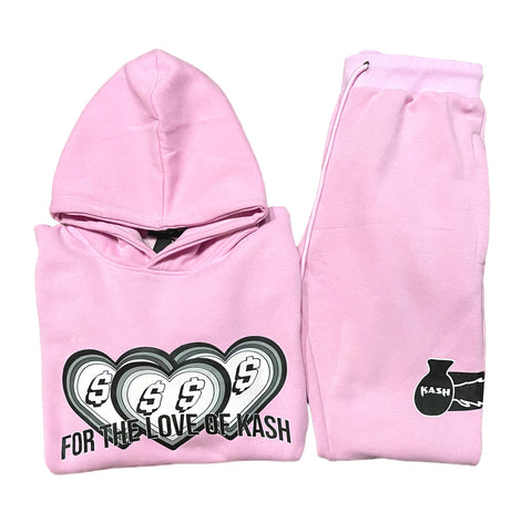 "Love of Kash" Sweatsuit in Pink [SET] - Kash Clothing 