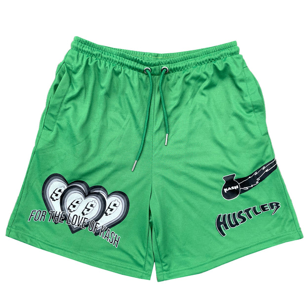 "Flame On" Mesh Shorts in Green - Kash Clothing 
