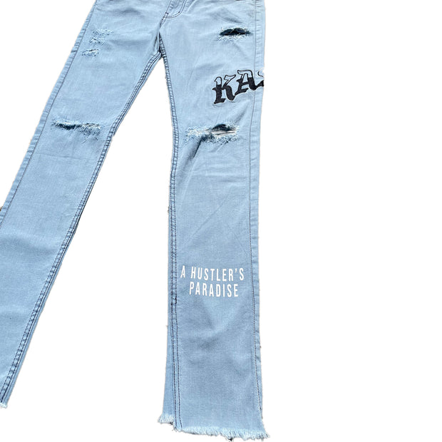 “Canty" Distressed Denim in Blue - Kash Clothing 