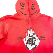 "Flame World" Full Zip Jacket in Red - Kash Clothing 