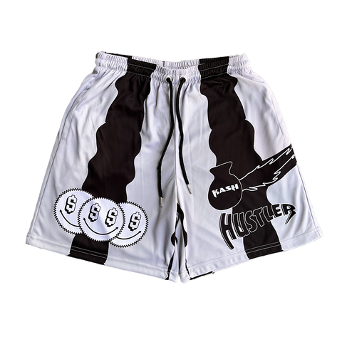 "Flame On" Mesh Shorts in Black/Grey - Kash Clothing 